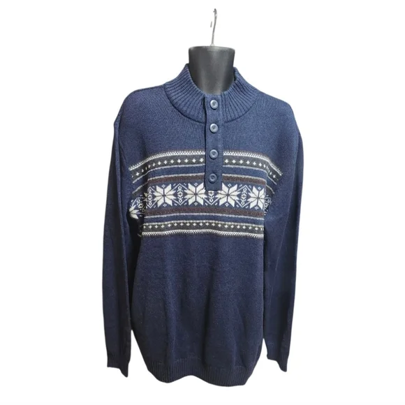 Method Navy Nordic Button-Up Sweater - Picture 9 of 10